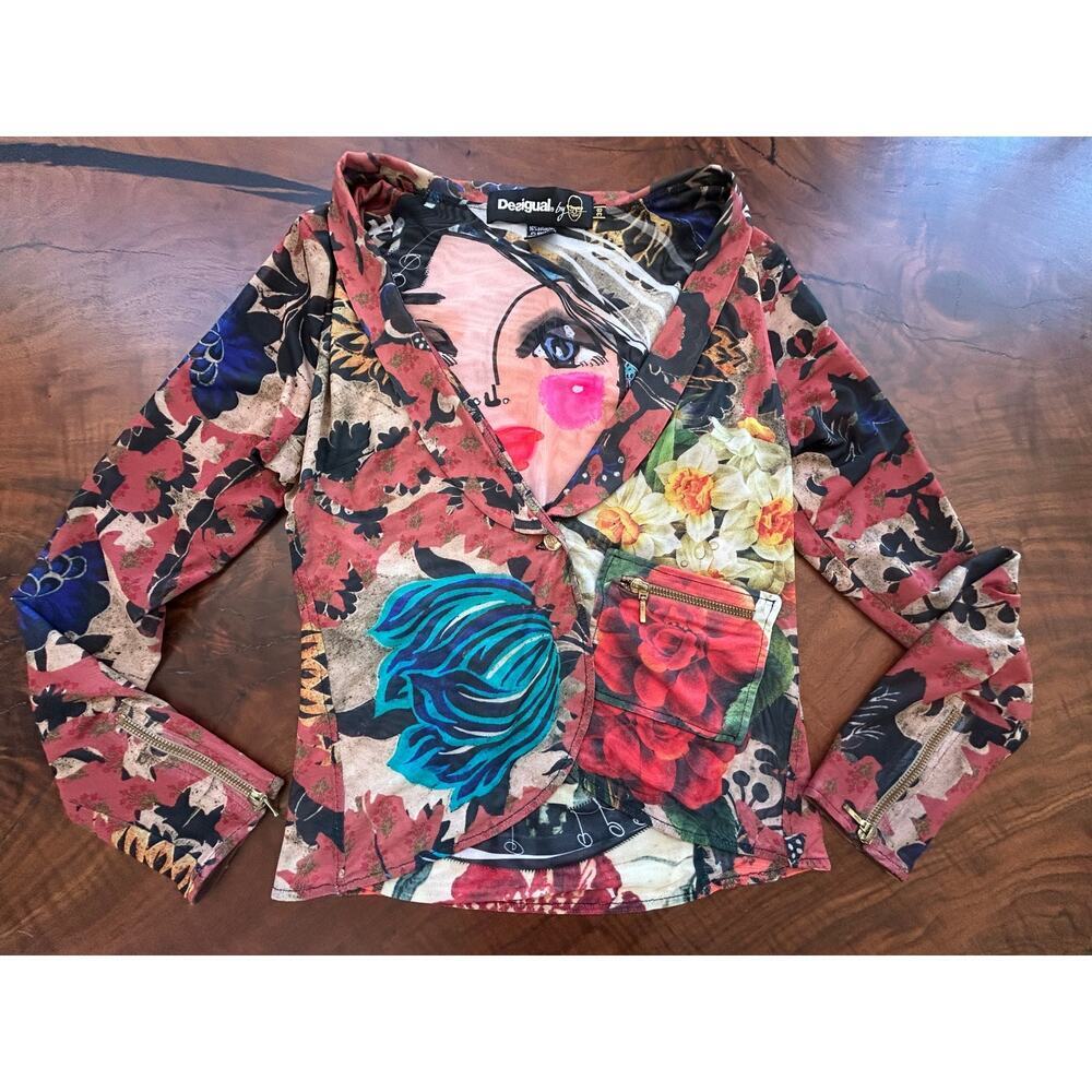 Rare Vintage Desigual Christian Lacroix Mesh Blazer Wearable Art Jacket 38 S